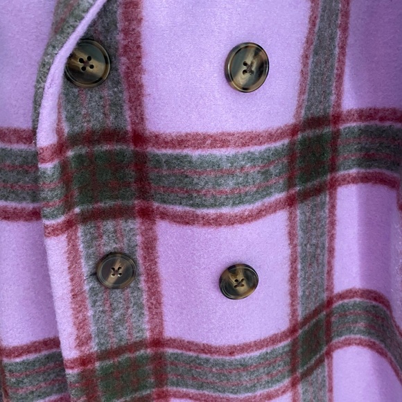 Time and Tru Women's Plaid Pea Coat in Purple and Gray - Picture 2 of 6